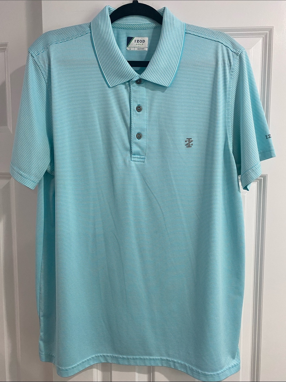IZOD Golf Striped Performance Polo Size Large Dad Preppy Summer Lightweight